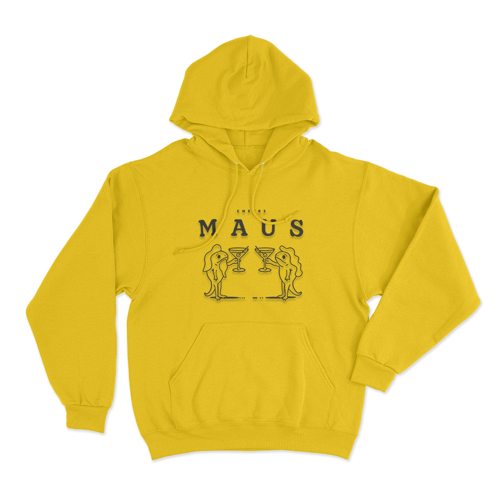 Cheers Maus Cocktail Friends Unisex Hoodie Yellow Cheers Maus Cocktail Friends Unisex Hoodie Yellow