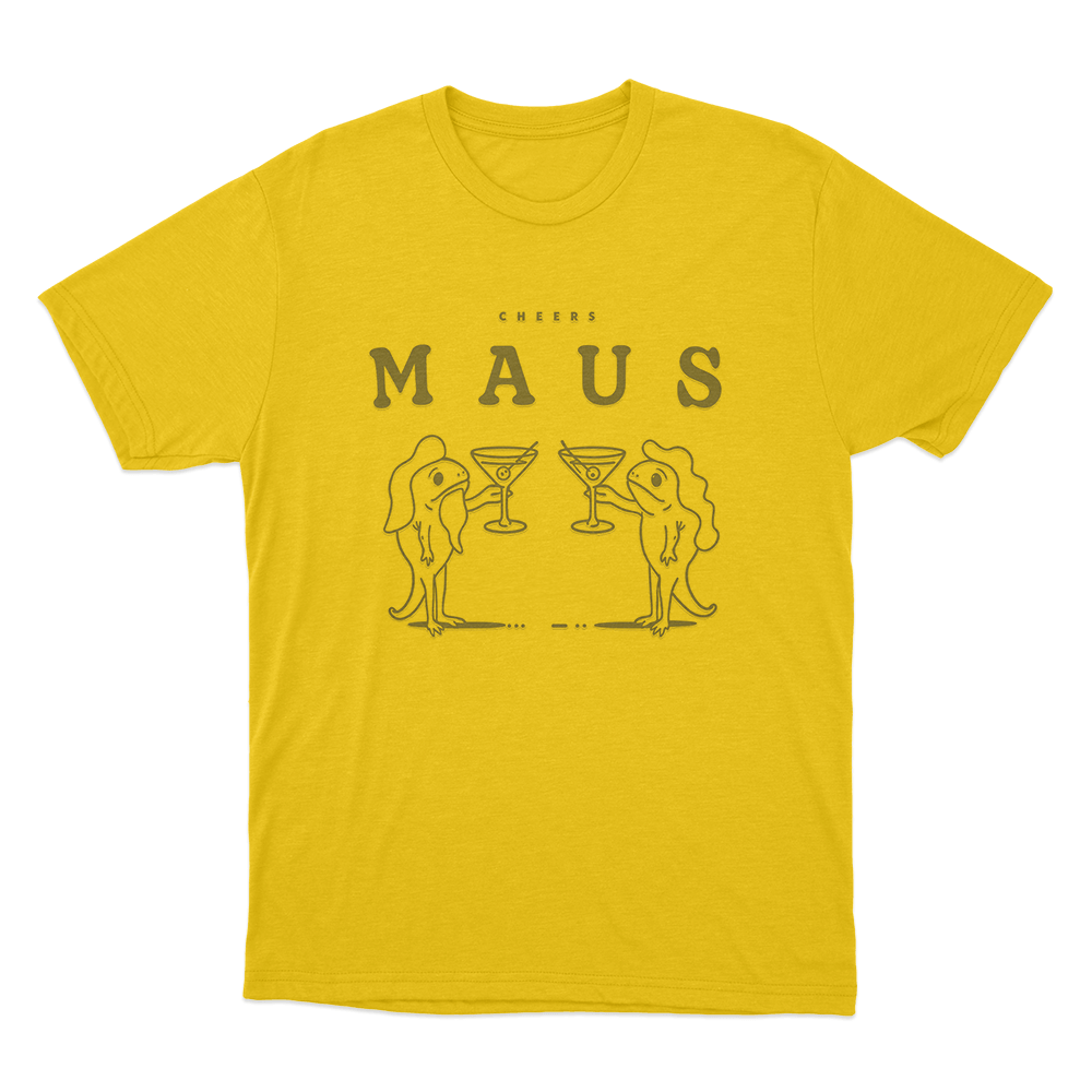 Cheers Maus Cocktail Friends Unisex T Shirt Yellow Cheers Maus Cocktail Friends Unisex T Shirt Yellow