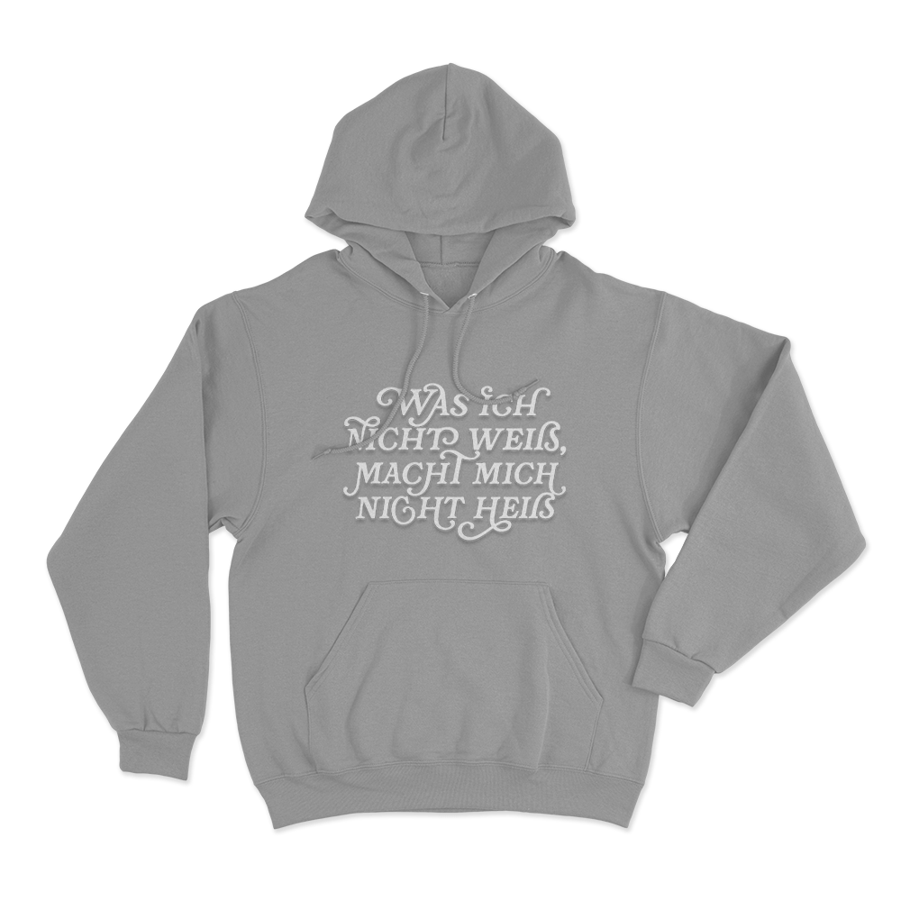Was Ich Nicht Weis Macht Mich Nicht Heis Unisex Hoodie Grey Was Ich Nicht Weis Macht Mich Nicht Heis Unisex Hoodie Grey